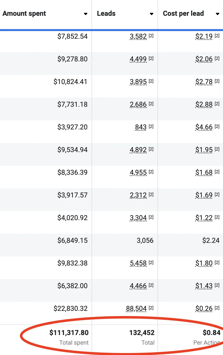 Meta Ads client result