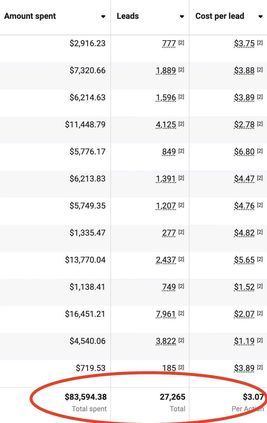 Meta Ads client result